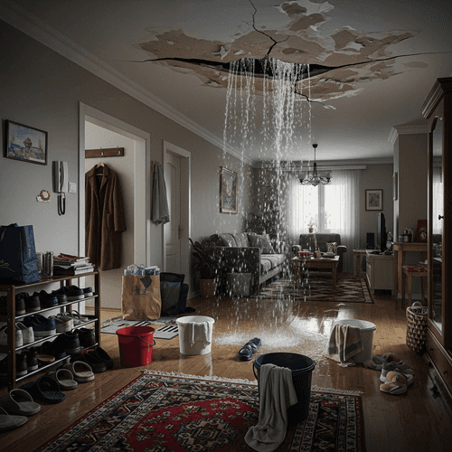 apartmana üst kattan su akması